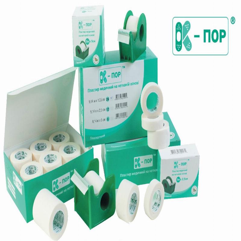 Пластир К-пор® на нетканій основі 9,14м х 2,5см, 12 пластирів